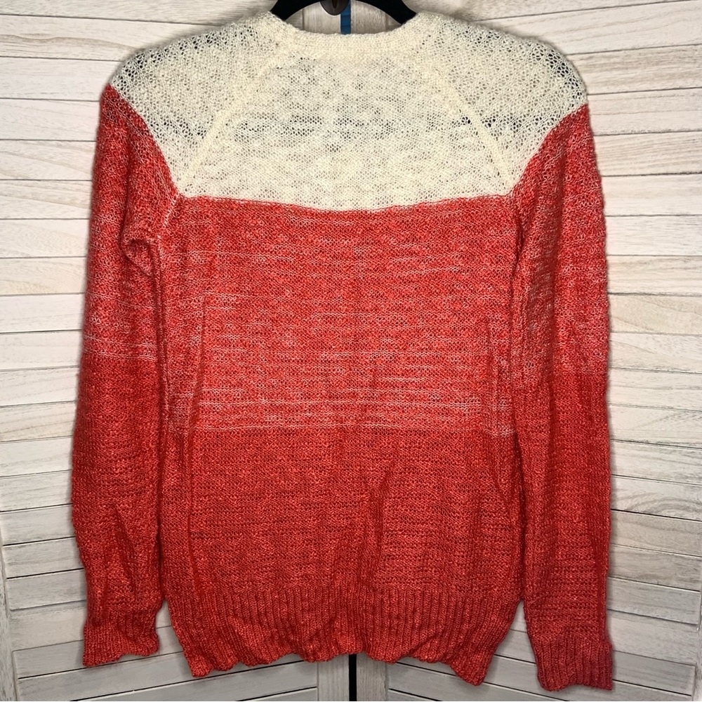 Cloud Chaser Color Block Cream and Pink Acrylic Knit V Neck Sweater - Picture 4 of 11